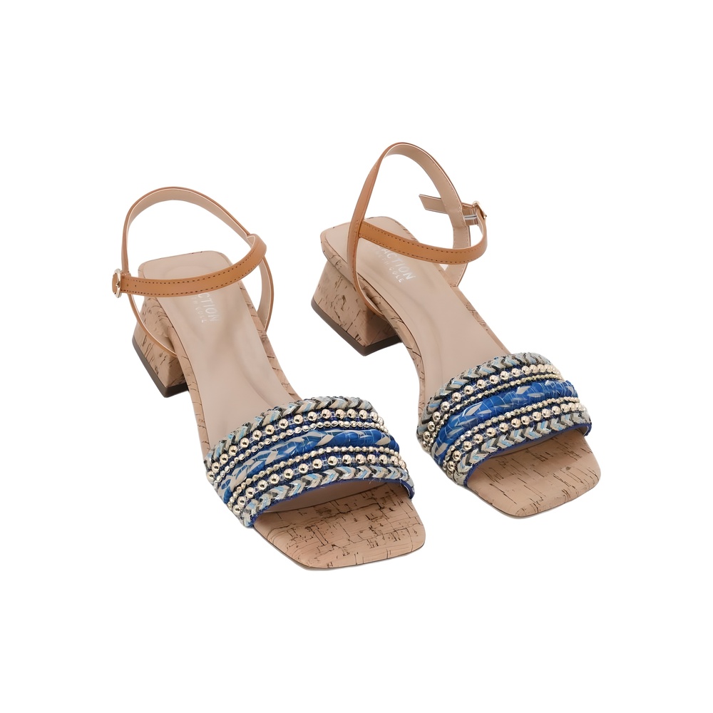 Kenneth Cole Reaction Buena Blue Square Toe Block Heeled Sandals Size 8.5M